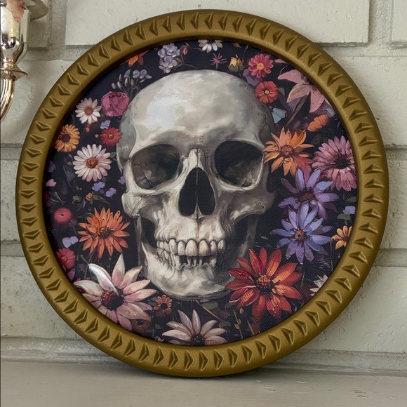 Celebrate Other - Skull & Floral Round Art